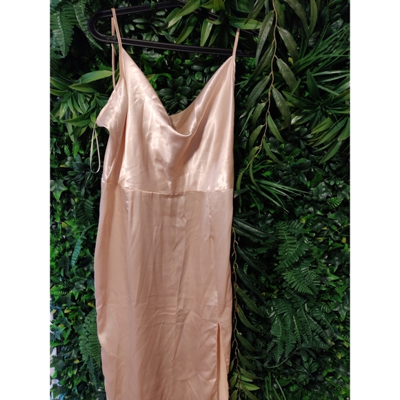 MEGGAN GRUBB CREAM SATIN COWL NECK MIDI DRESS - Picture 6 of 6